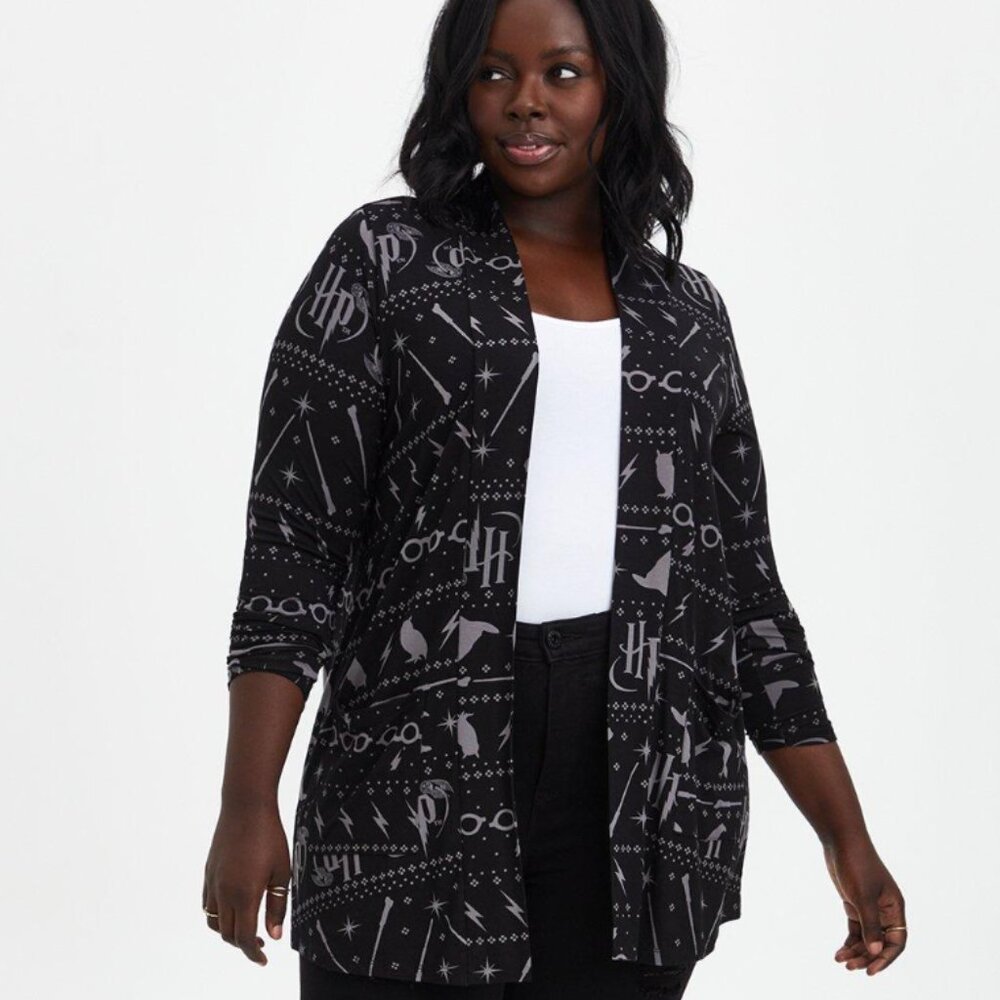 Harry Potter Black Open-Front Women's Cardigan Sweater